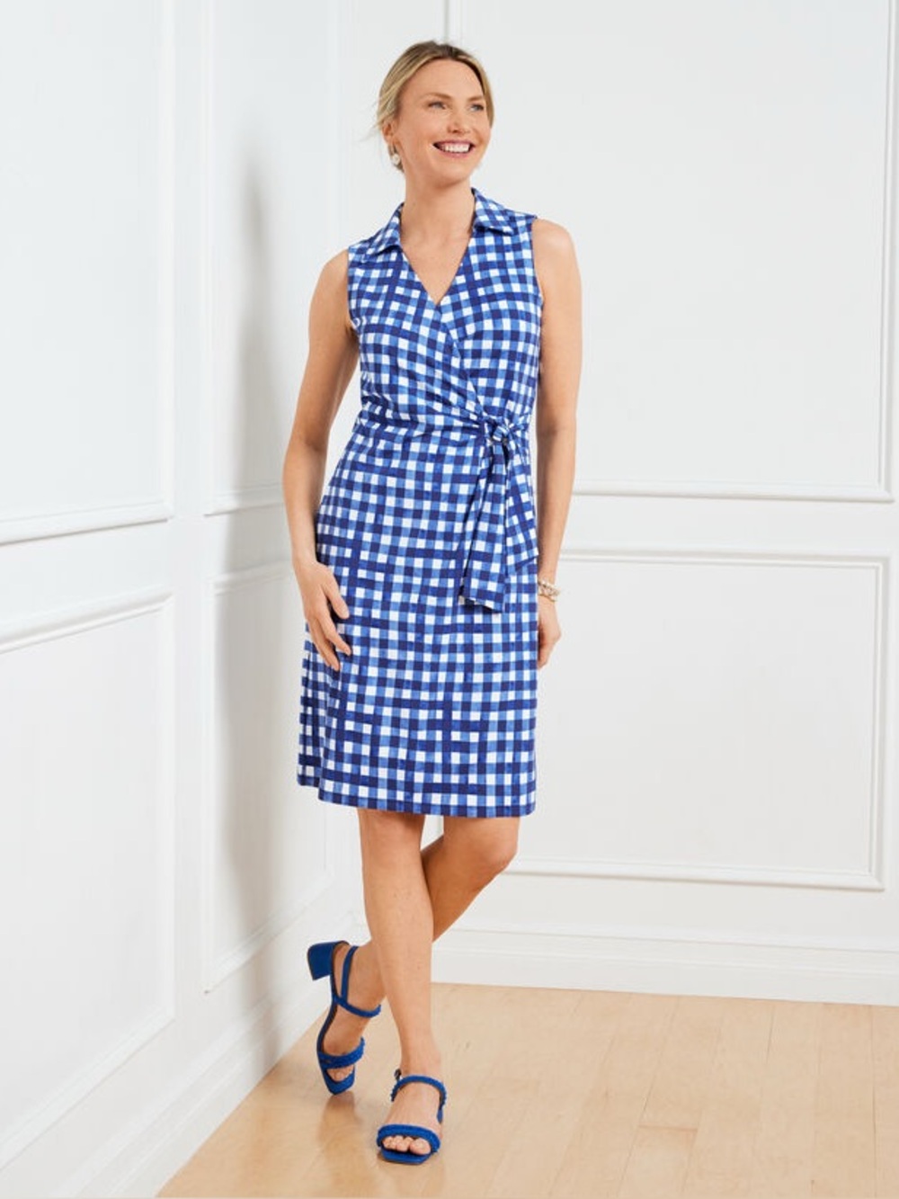 TALBOTS EFFORTLESS JERSEY KELLEY DRESS - GINGHAM